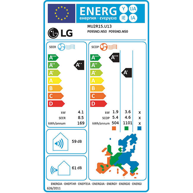 LG Multi split airco MU2R15-0909P R32 2x2,5 kW set