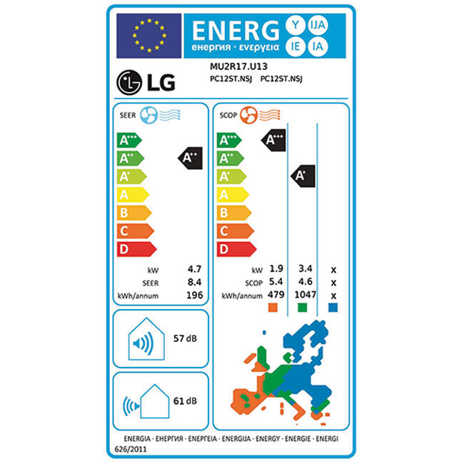 LG Multi split airco MU2R17-1212 R32 2x3,5 kW set