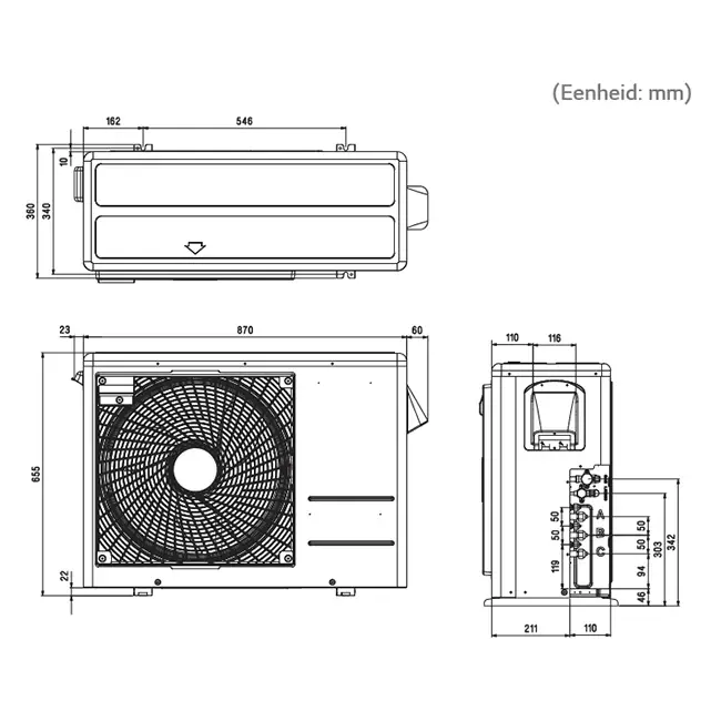 LG Triple split airco MU3R19-090909 R32 3x2,5 kW set
