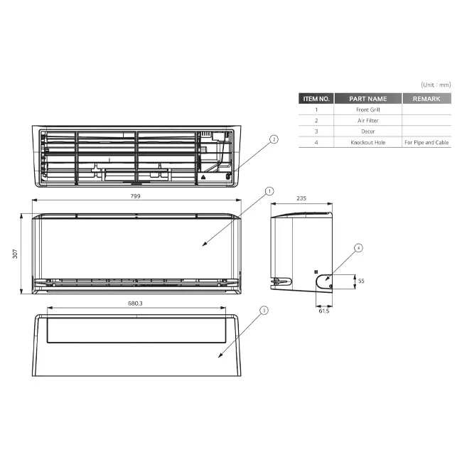 LG Triple split airco MU3R19-090909P R32 3x2,5 kW set