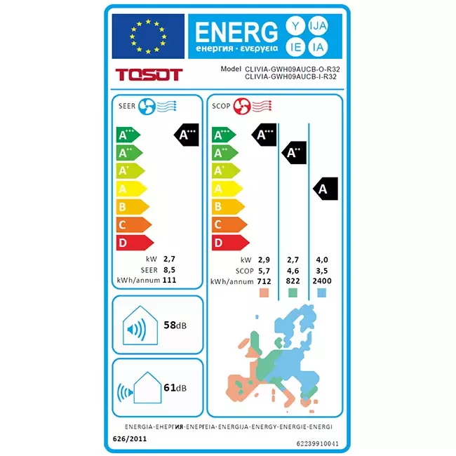 Tosot CLIVIA by GREE Inverter airco Black R32 2,5 kW set