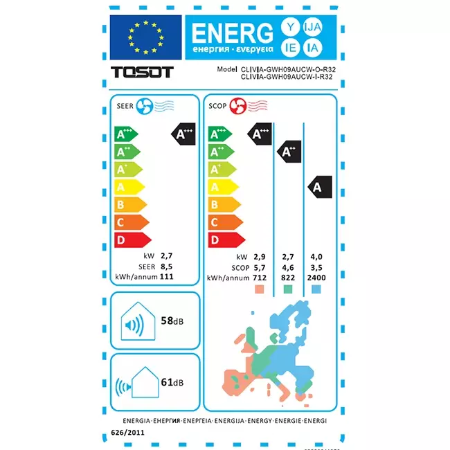 Tosot CLIVIA by GREE Inverter airco White R32 2,5 kW set