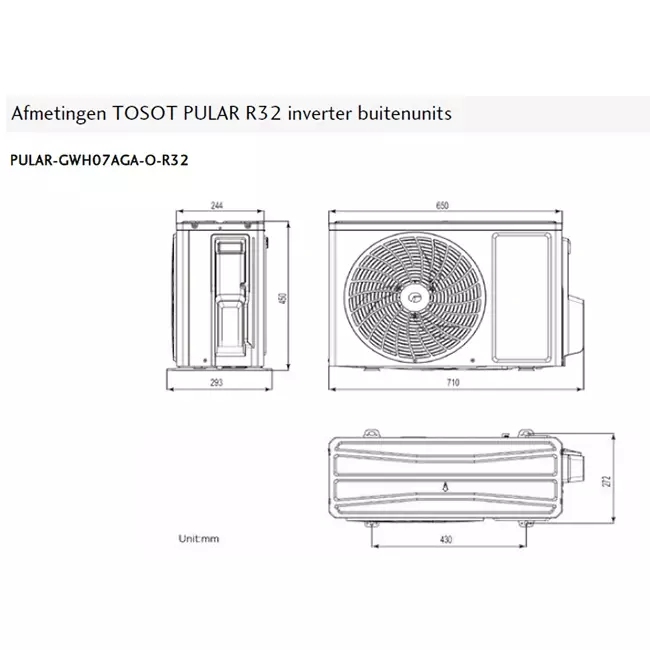 Tosot PULAR by GREE single split airco R32 2,2 kW set